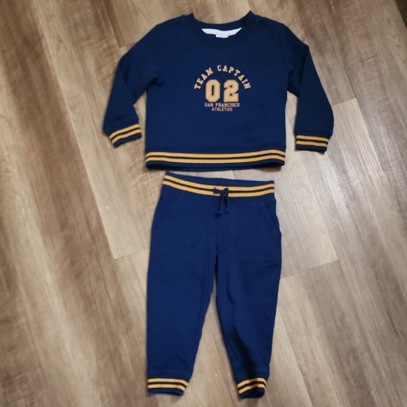 Janie and Jack Other - Janie and Jack 2T Navy Blue Sweatshirt & Jogger Set | Team Captain